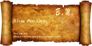 Blum Mariann névjegykártya